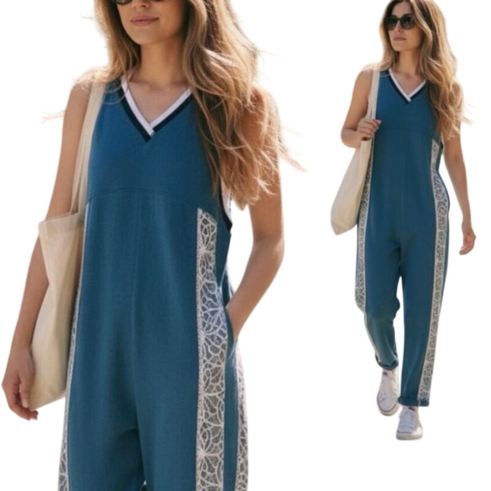 FREE PEOPLE / FP MOVEMENT Day Trip Onesie in Skyline Blue Size XL New w/ Tag SOO